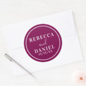 Einfache, moderne Minimal Monogram Wedding Runder Aufkleber (Umschlag)