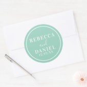 Einfache, moderne Minimal Monogram Wedding Runder Aufkleber (Umschlag)