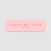 Einfache moderne Minimal-Pastel-Rosa-Markierung Namensschild (Vorderseite)