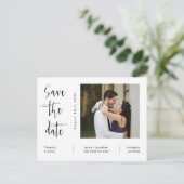 Einfache moderne Minimal-QR-Foto-Code Save the Dat Postkarte (Stehend Vorderseite)