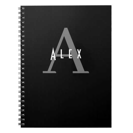 Einfache moderne Minimal Schwarz/Weiß Monogramm Notizblock (Vorderseite)
