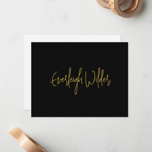 Einfache moderne Minimal Script Typografie Gold Bl Mitteilungskarte (Vorderseite/Rückseite Beispiel)