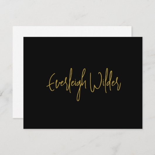 Einfache moderne Minimal Script Typografie Gold Bl Mitteilungskarte (Vorne/Hinten)
