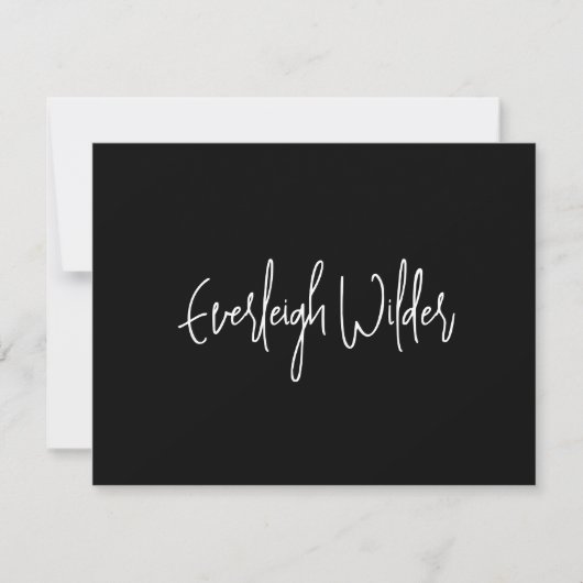 Einfache moderne Minimal-Script Typografie Schwarz Mitteilungskarte (Vorderseite)