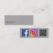 Einfache moderne Minimal Social Media QR Code Mini Visitenkarte (Vorne/Hinten)