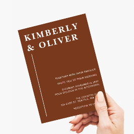 Einfache moderne Minimal Terracotta Hochzeit Einladung