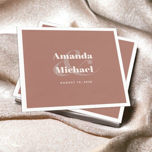 Einfache moderne Minimal Terracotta Hochzeit Serviette