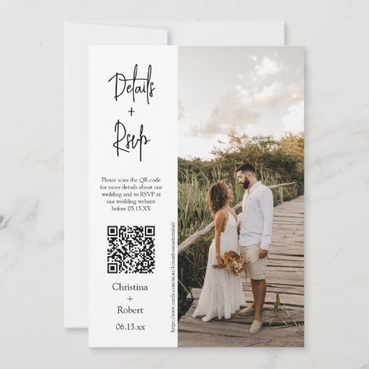 Einfache moderne Minimal-Wedding-Foto QR Code UAWG Einladung (Rückseite)