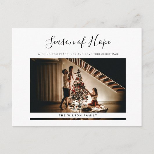 Einfache moderne Minimal Weihnachtskarte Feiertagspostkarte (Vorderseite)