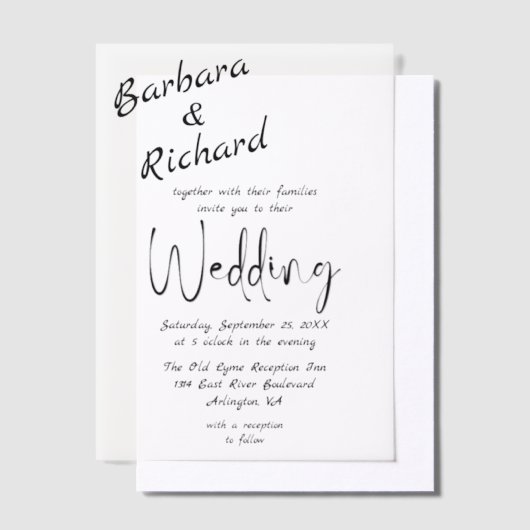 Einfache moderne Minimaldecke Hochzeit Pergament Einladungen (Versetzt)