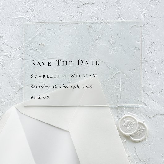 Einfache moderne Minimaldecke Save the Date Acryleinladungen