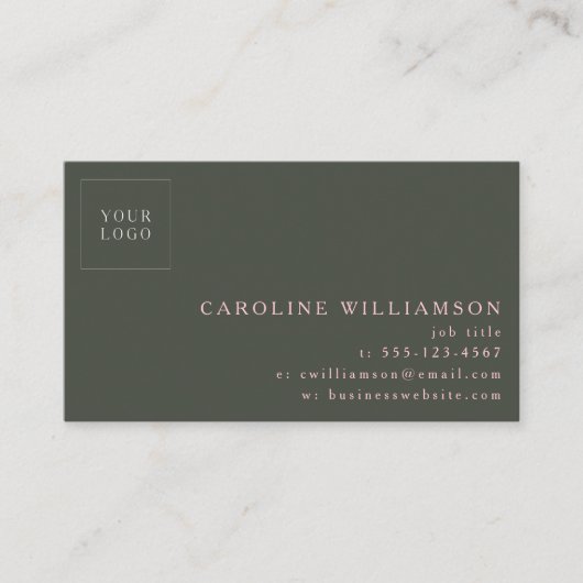 Einfache, moderne, minimale Berufliche Logos Rosa  Visitenkarte (Vorderseite)