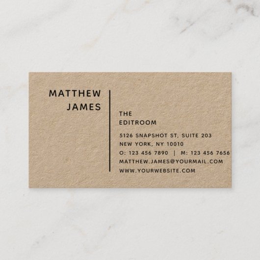 Einfache moderne, minimale Black Kraft Business Ca Visitenkarte (Vorderseite)