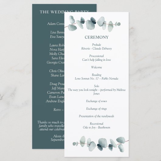 Einfache moderne minimale Eukalyptus-Zweigstelle Programm (Vorne/Hinten)