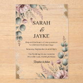 Einfache moderne minimale grüne Leaf Hochzeitsakry Acryleinladungen (Vorderseite)