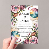 Einfache moderne minimale grüne Leaf Hochzeitsakry Acryleinladungen (Insitu (Handheld))