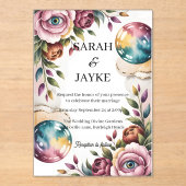 Einfache moderne minimale grüne Leaf Hochzeitsakry Acryleinladungen (Vorderseite)