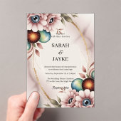 Einfache moderne minimale grüne Leaf Hochzeitsakry Acryleinladungen (Insitu (Handheld))