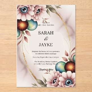 Einfache moderne minimale grüne Leaf Hochzeitsakry Acryleinladungen