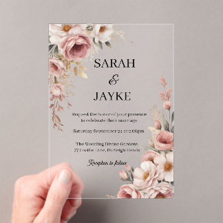 Einfache moderne minimale grüne Leaf Hochzeitsakry Acryleinladungen