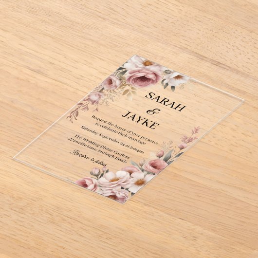 Einfache moderne minimale grüne Leaf Hochzeitsakry Acryleinladungen (Ablage )