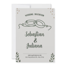 Einfache moderne minimale grüne Leaf Hochzeitsakry