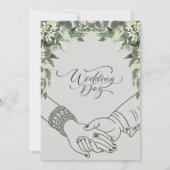 Einfache moderne minimale grüne Leaf Hochzeitsakry Einladung (Rückseite)