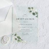 Einfache moderne minimale grüne Leaf Sweet 16 Part Acryleinladungen