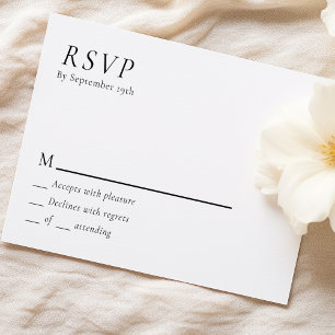 Einfache, moderne minimale Hochzeitkarte für RSVP