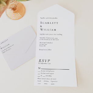 Einfache moderne minimale Menüauswahl Antwort Hoch All In One Einladung