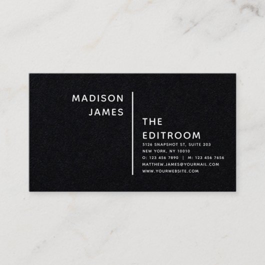 Einfache moderne minimale schwarz Texturierte weiß Visitenkarte (Vorderseite)