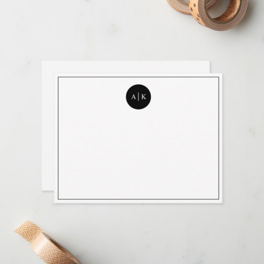 Einfache moderne minimale Schwarz-weiße Circle Mon Mitteilungskarte (Vorderseite/Rückseite Beispiel)