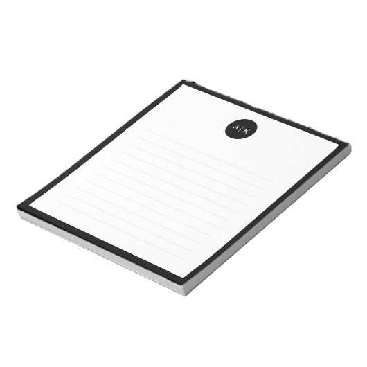Einfache moderne minimale Schwarz-weiße Circle Mon Notizblock (Rotiert)