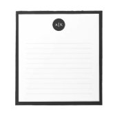 Einfache moderne minimale Schwarz-weiße Circle Mon Notizblock (Vorderseite)