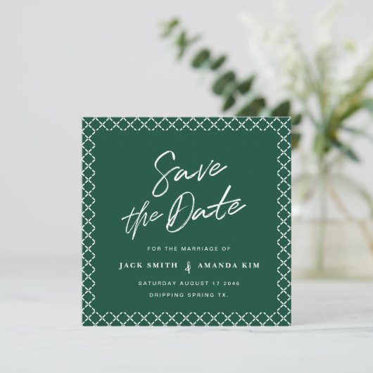 Einfache moderne minimale SkriptWedding speichert  Save The Date (Stehend Vorderseite)