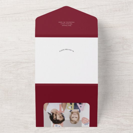 Einfache moderne minimale Urlaubskarte mit Fotos All In One Einladung (Außenbereich)