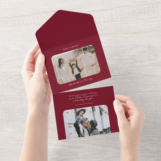 Einfache moderne minimale Urlaubskarte mit Fotos All In One Einladung (Abreißen)