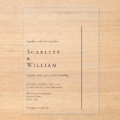 Einfache moderne Minimalhochzeit Acryleinladungen (Vorderseite)