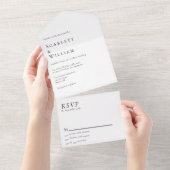 Einfache moderne Minimalhochzeit All In One Einladung (Abreißen)