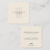 Einfache moderne Minimalistisch Beige Mit Monogram Quadratische Visitenkarte (Vorne/Hinten)