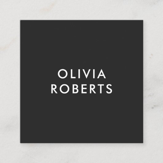 Einfache moderne Minimalistisch Matte Black Quadratische Visitenkarte (Vorderseite)