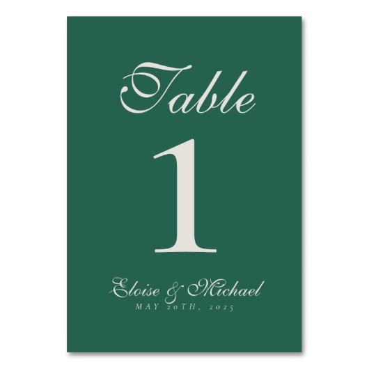 Einfache moderne Minimalistisch Sage Green Wedding Tischnummer (Rückseite)