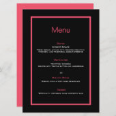 Einfache, moderne, minimalistisch-schwarz-rosa Hoc Menükarte (Vorne/Hinten)