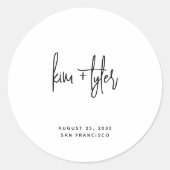 Einfache moderne, minimalistisch-schwarz-weiße Hoc Runder Aufkleber (Vorderseite)