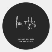 Einfache moderne, minimalistisch-schwarz-weiße Hoc Runder Aufkleber (Vorderseite)