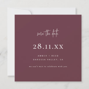 Einfache moderne Minimalistisch Square Burgundy Sc Save The Date