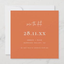 Einfache moderne Minimalistisch Square Burnt Orang Save The Date