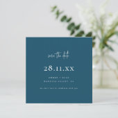 Einfache moderne Minimalistisch Square Peacock Blu Save The Date (Stehend Vorderseite)