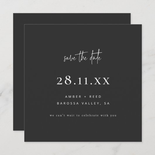 Einfache moderne Minimalistisch Square Schwarze Ha Save The Date (Vorne/Hinten)
