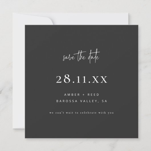 Einfache moderne Minimalistisch Square Schwarze Ha Save The Date (Vorderseite)